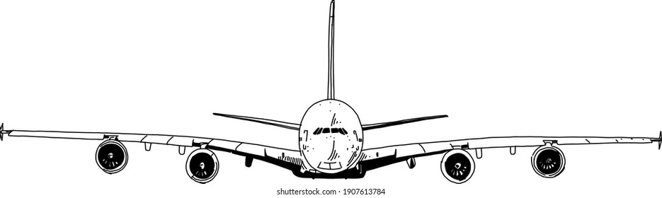 The vector illustration of the airplane flying