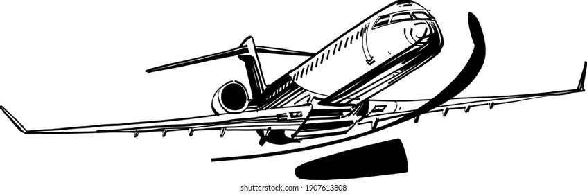 Ilustración vectorial del avión volador