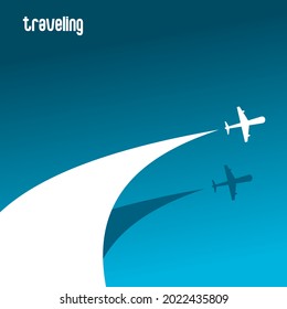 ilustración vectorial de un avión que sobrevuela el mar, fondo ilustrativo
