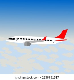Vector illustration of airplane flying in the sky