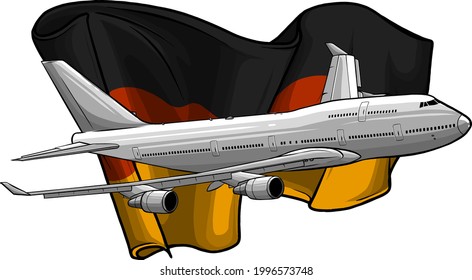 ilustración vectorial del avión con bandera alemana