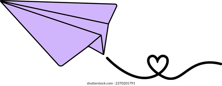 ilustración vectorial de un avión con corazón sobre fondo transparente
