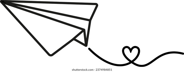 vector illustration of an airplane with a heart on a transparent background