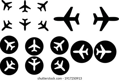 Vector Illustration Of Airplane Icon Facing Multiple Directions