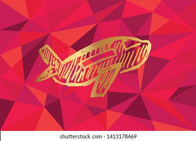 Vector Illustration of Airplane Icon with Red Polygon and Geometric. Graphic Design for Template, Layout, Background, Poster and More.