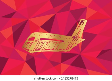 Vector Illustration of Airplane Icon with Red Polygon and Geometric. Graphic Design for Template, Layout, Background, Poster and More.