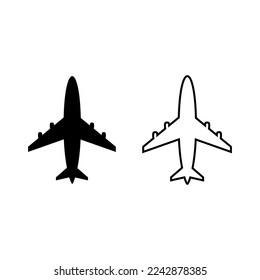 Ilustración vectorial del conjunto de iconos del avión