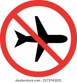 vector illustration airplane icon and stop or prohibited signage, in airplane mode disabled concept