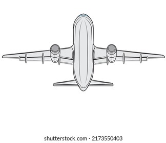 Vector illustration of an airplane  in isolate on a white background. Passenger plane. Traveling.