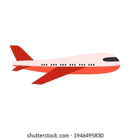 ilustración vectorial, avión aislado en fondo blanco, estilo plano simple