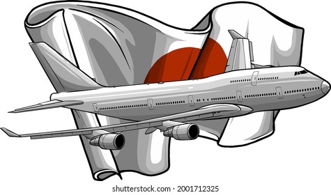 vector illustration of Airplane with italian flag