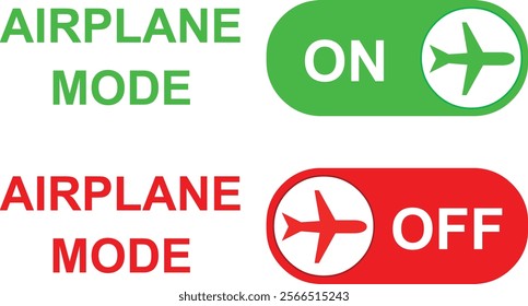 vector illustration airplane mode buttons, online and offline system