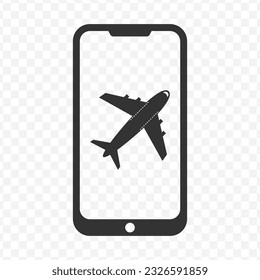 Vector illustration of airplane mode icon in dark color and transparent background(PNG).