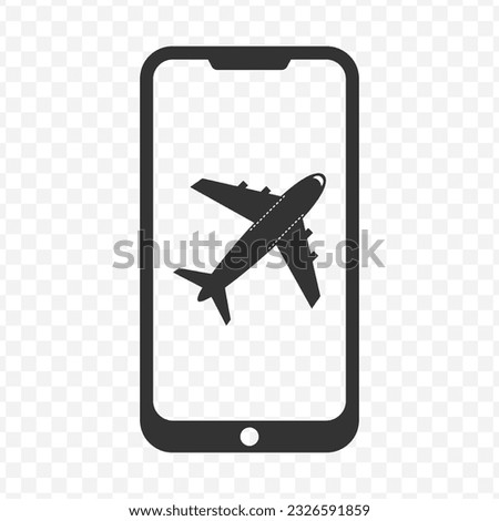 Vector illustration of airplane mode icon in dark color and transparent background(PNG).