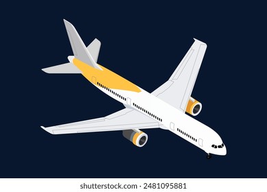 Vector illustration of airplane on blue background