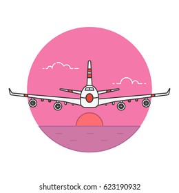 Vector illustration of an airplane on white background. Aviation topic.