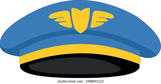 Vector illustration of an airplane pilot's hat emoticon