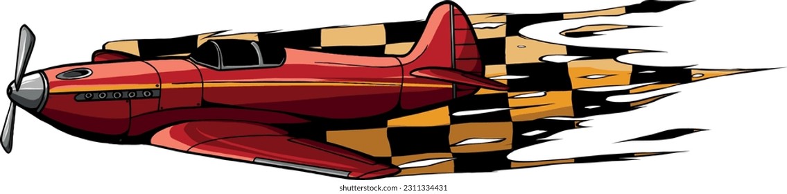 vector illustration of airplane with race flag
