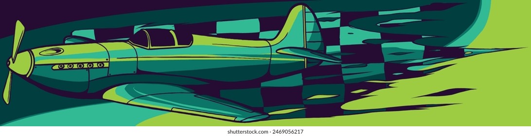 vector illustration of airplane with race flag