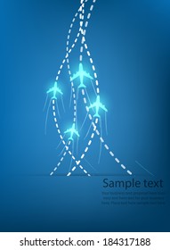 Vector Illustration of Airplane Routes