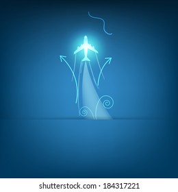 Vector Illustration of Airplane Routes