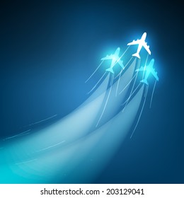 Vector Illustration of Airplane Routes