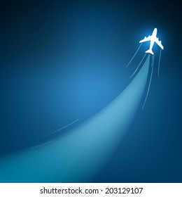 Vector Illustration of Airplane Routes
