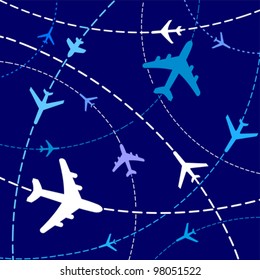 Vector Illustration of Airplane Routes