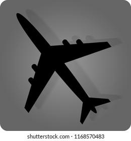 Vector illustration of airplane with shadow below it