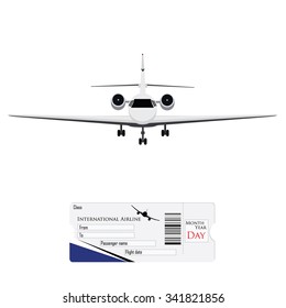 Vector illustration airplane ticket plane ticket, boarding pass, check in. Private business jet