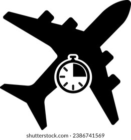 vector illustration of an airplane and a timer on a transparent background