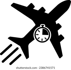 vector illustration of an airplane and a timer on a transparent background