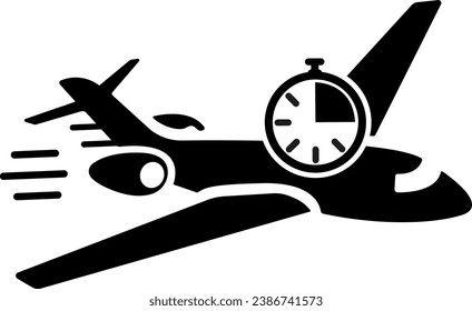 vector illustration of an airplane and a timer on a transparent background