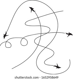 Vector Illustration Airplane Track Lines