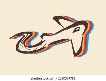 Vector Illustration of Airplane Transportation with Cute and Rainbow Color