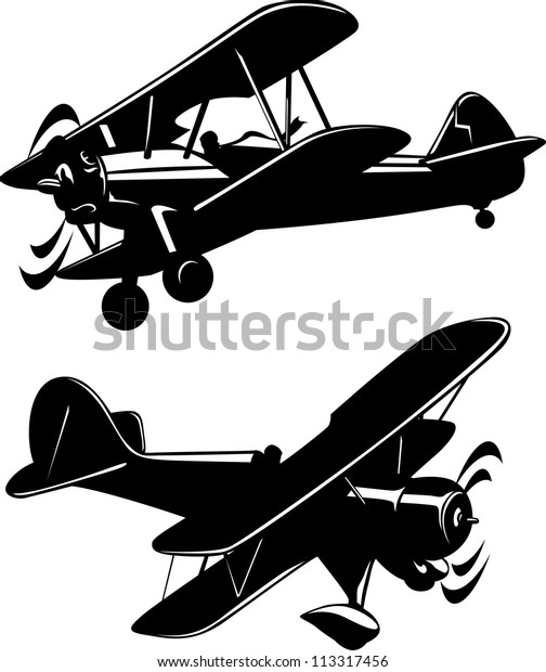 Vector\
illustration of a airplanes black and\
white