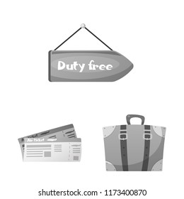 Vector illustration of airport and airplane icon. Collection of airport and plane stock vector illustration.