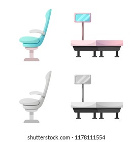 Vector illustration of airport and airplane icon. Collection of airport and plane stock symbol for web.