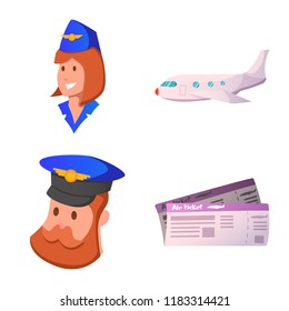 Vector illustration of airport and airplane icon. Collection of airport and plane stock symbol for web.