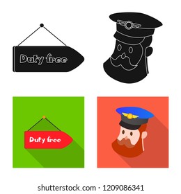 Vector illustration of airport and airplane icon. Set of airport and plane stock vector illustration.