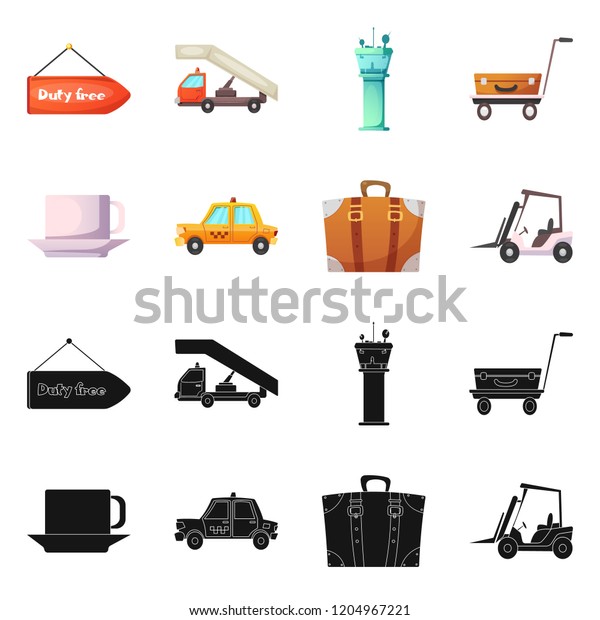 Vector illustration of
airport and airplane icon. Collection of airport and plane stock
symbol for web.