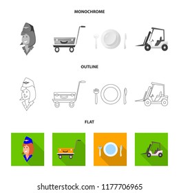 Vector illustration of airport and airplane logo. Collection of airport and plane stock vector illustration.