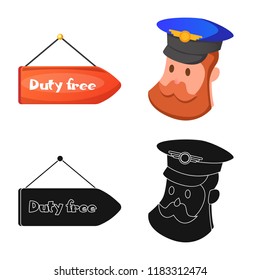 Vector illustration of airport and airplane logo. Collection of airport and plane stock symbol for web.