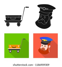Vector illustration of airport and airplane logo. Set of airport and plane vector icon for stock.