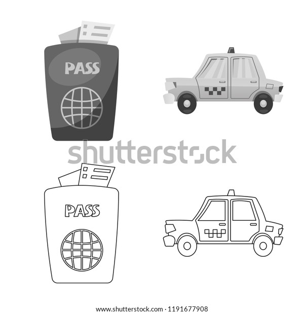 Vector illustration\
of airport and airplane logo. Collection of airport and plane stock\
vector illustration.
