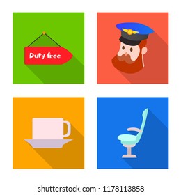 Vector illustration of airport and airplane sign. Collection of airport and plane vector icon for stock.