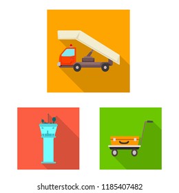 Vector illustration of airport and airplane sign. Collection of airport and plane vector icon for stock.