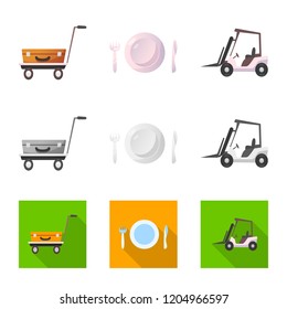 Vector illustration of airport and airplane sign. Collection of airport and plane vector icon for stock.