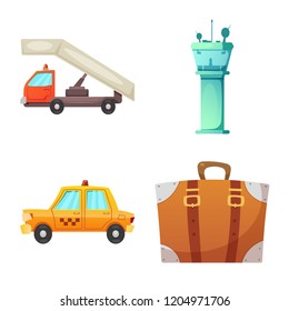 Vector illustration of airport and airplane sign. Collection of airport and plane vector icon for stock.
