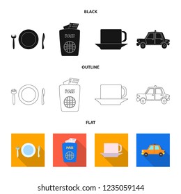 Vector illustration of airport and airplane sign. Collection of airport and plane stock vector illustration.